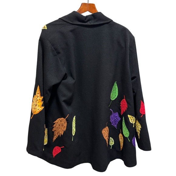 Vintage Anage Beaded Fall Leaves Oversized Open Front Blazer Size Medium - Picture 9 of 11